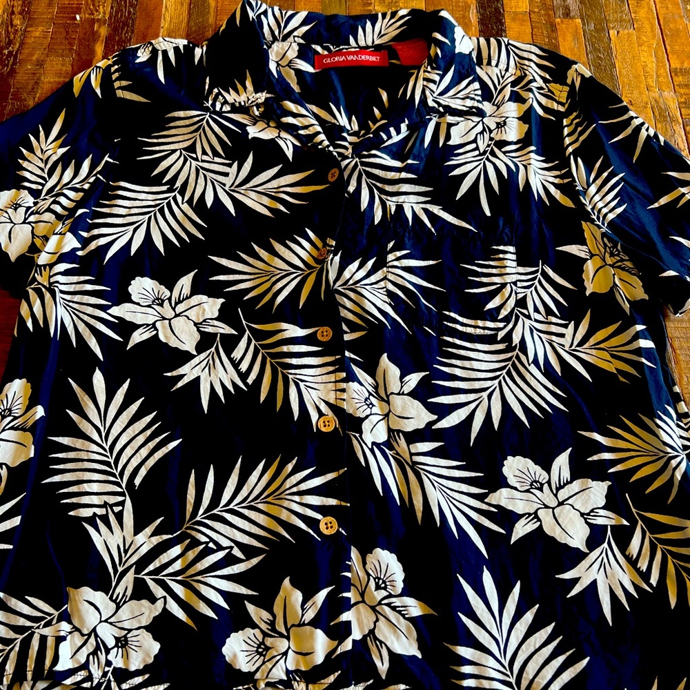 Vintage Gloria Vanderbilt floral crop blouse SZ L